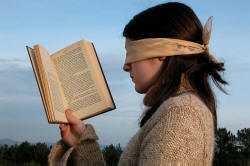 reading blindfolded